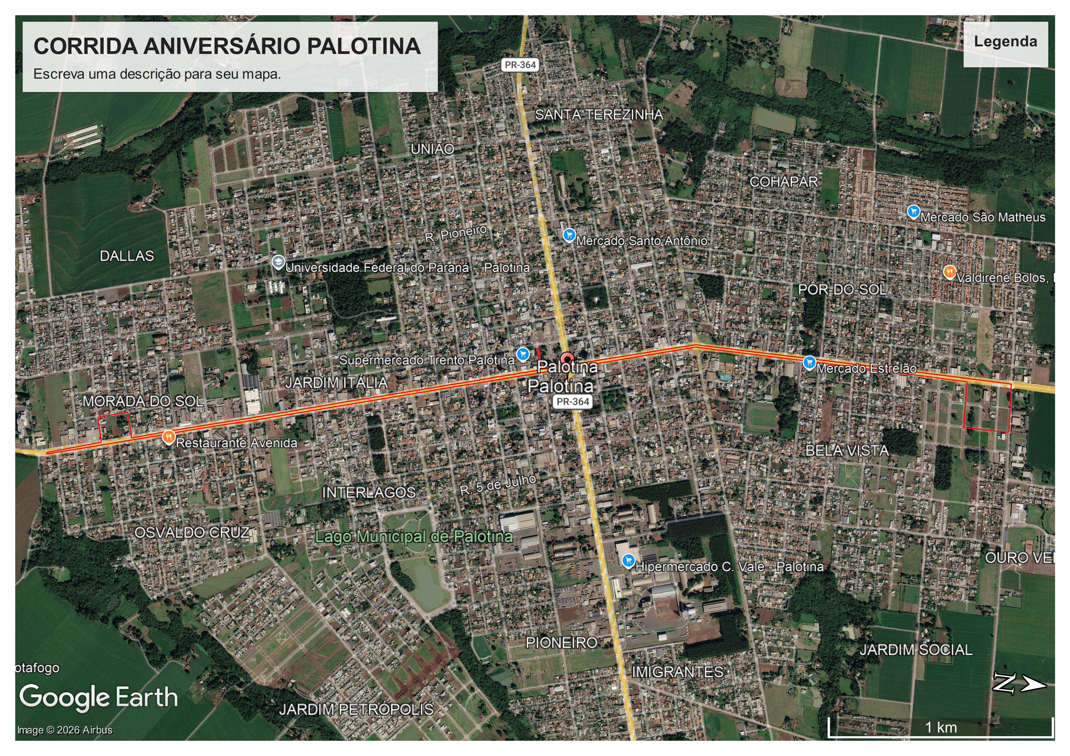 Percurso do evento CORRIDA DA SOJA PALOTINA - PR