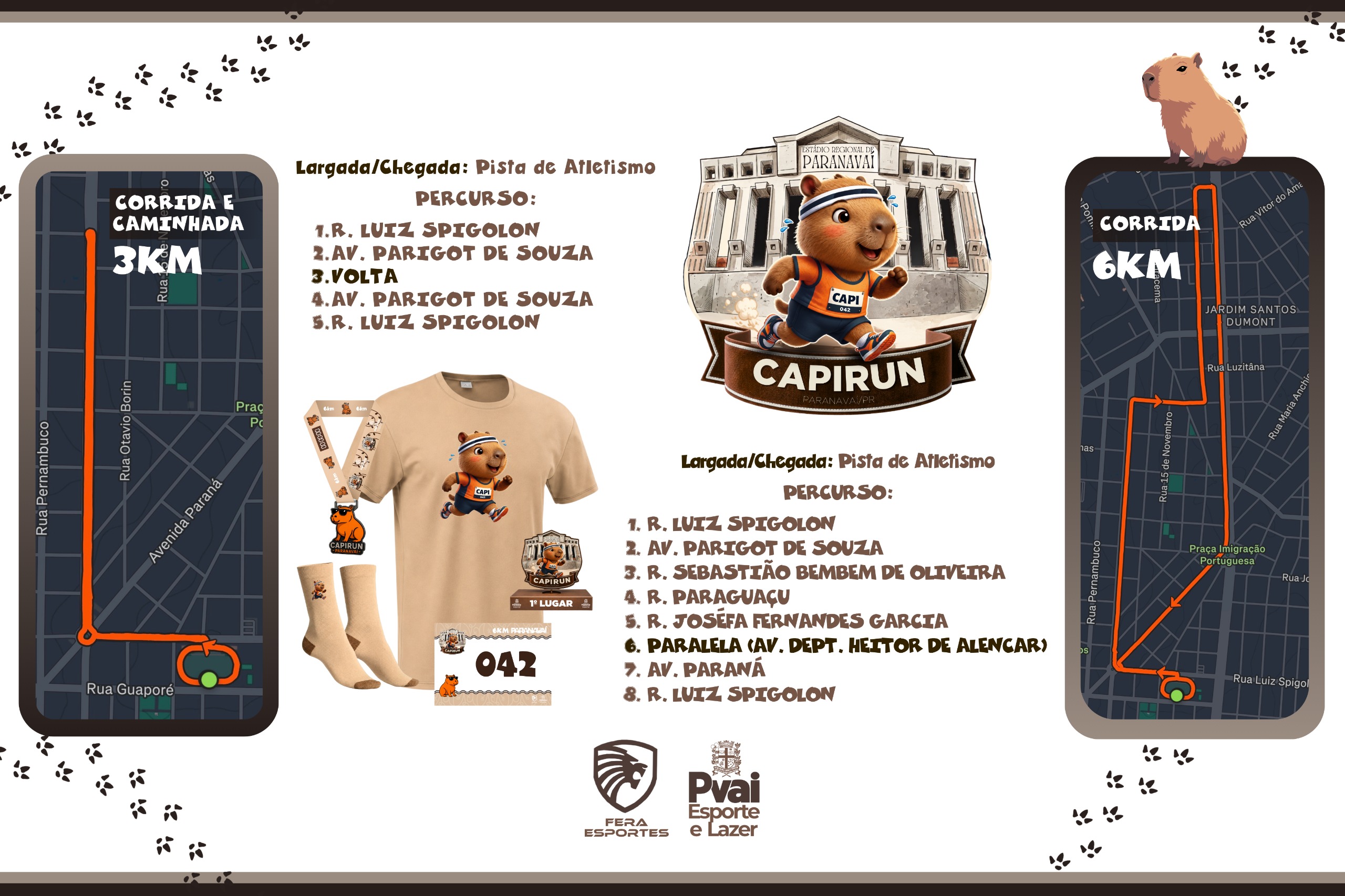 Percurso do evento CAPIRUN KIDS, ADULTO E CAMINHADA - PARANAVAÍ